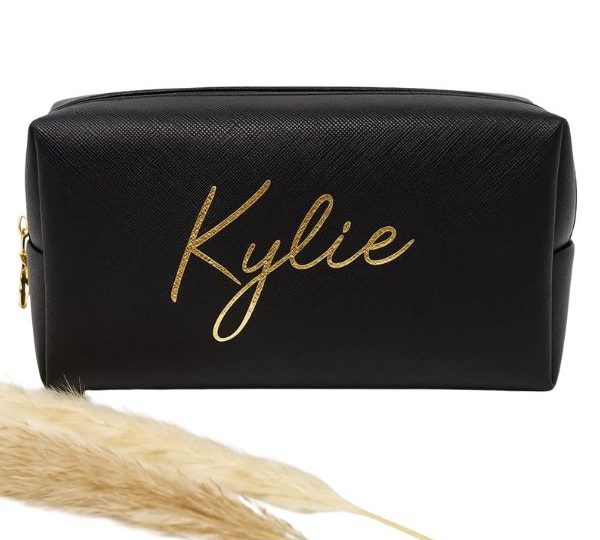 Gold stamp logo cosmetic bag production